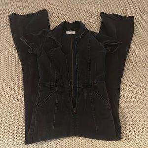 Free people denim black Jumpsuit work once